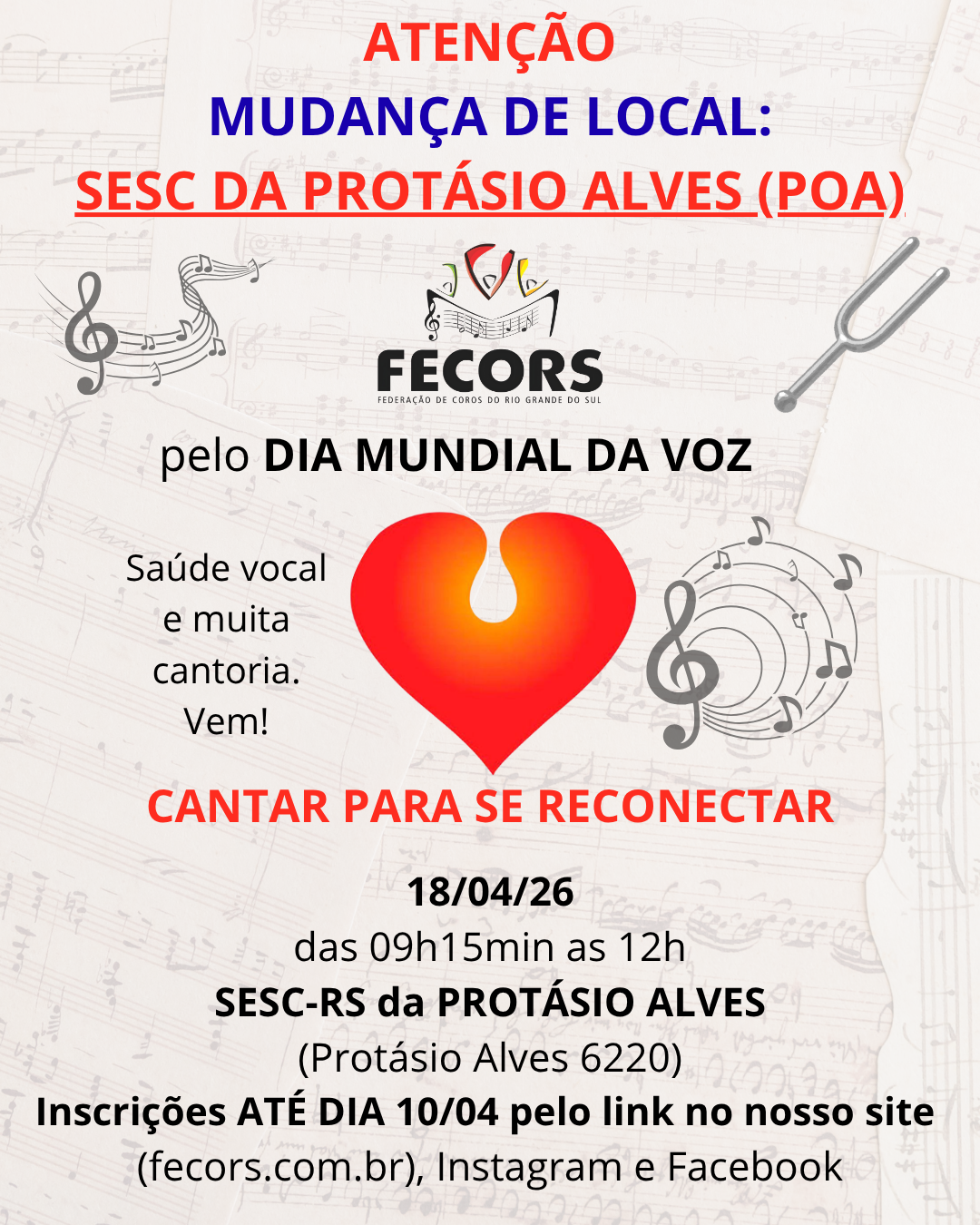 CANTAR PARA SE RECONECTAR - TROCA DE LOCAL